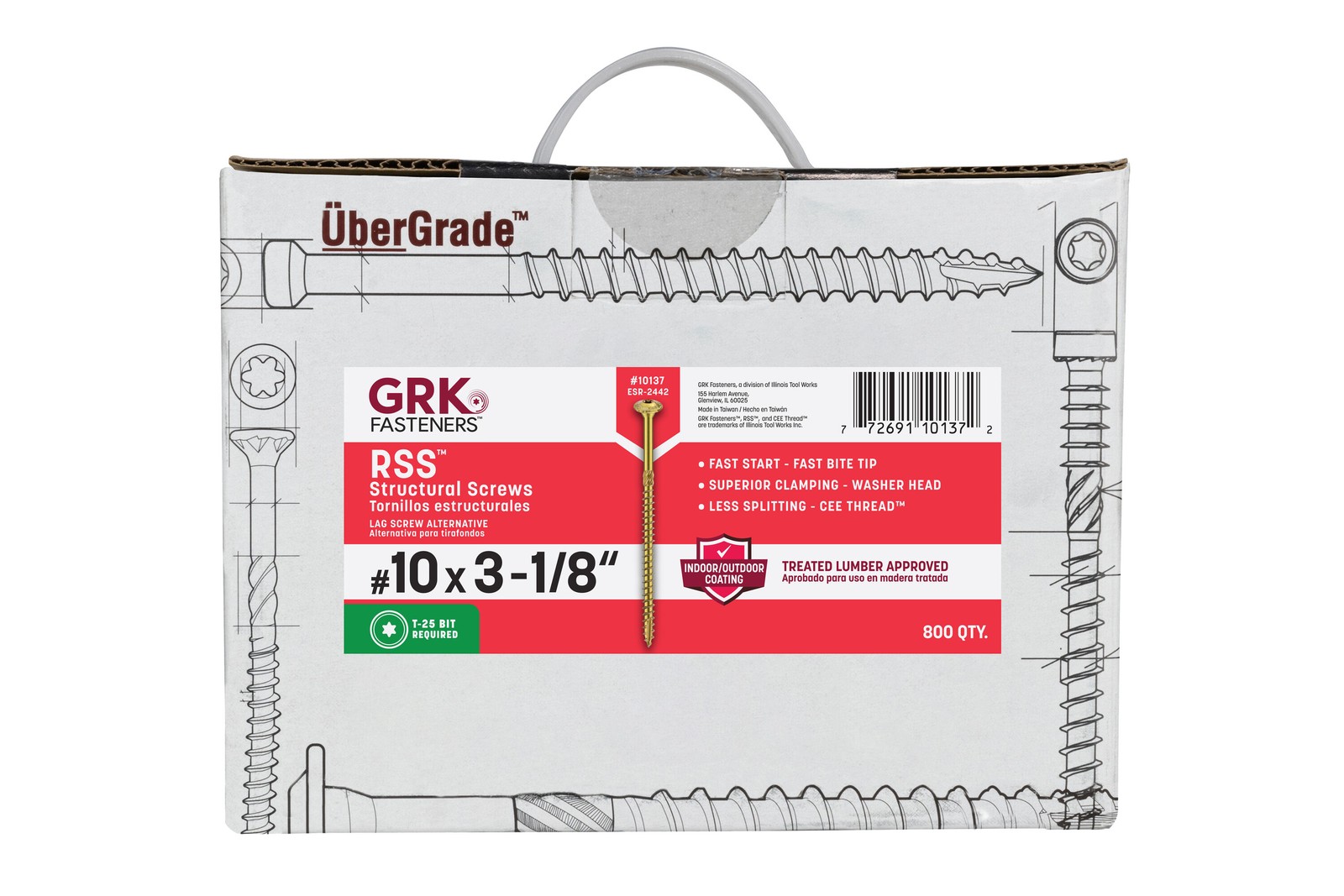 GRK Fasteners RSS #10 x 3-1/8-in Polymer Exterior Structural wood screws 8|15919