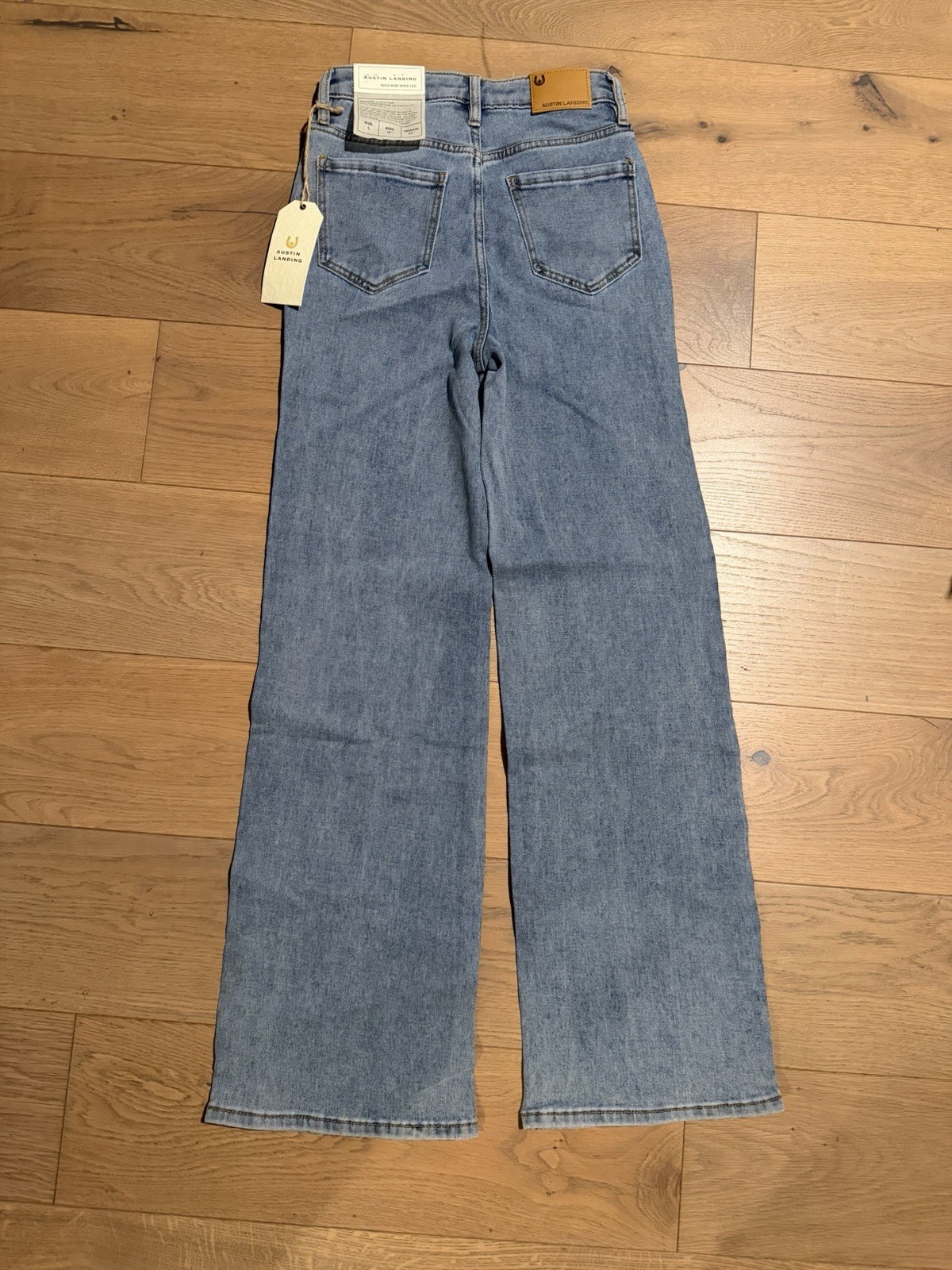Austin Landing Crystal Sparkle Wide-Leg Blue Denim Jeans Size 5