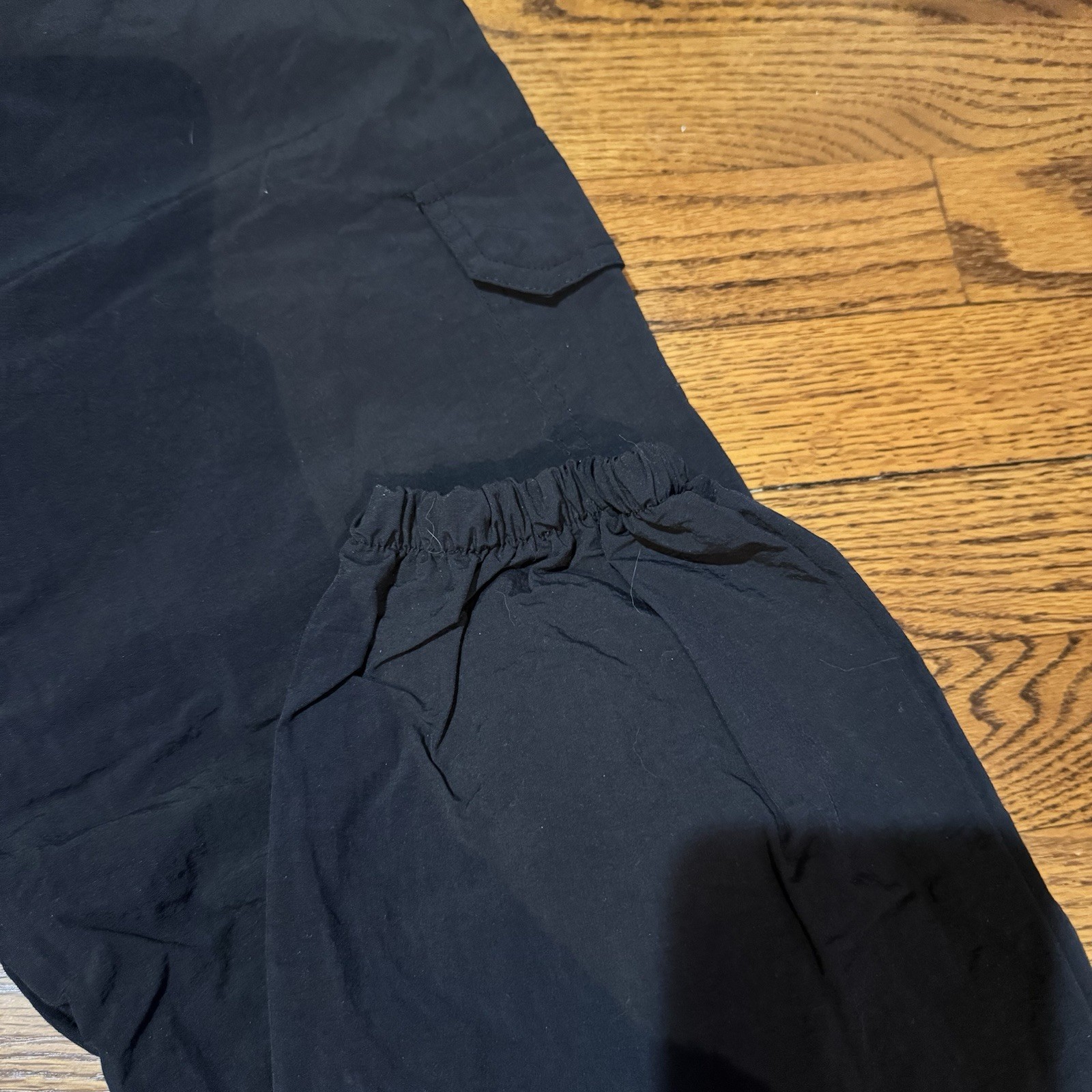 Art Class Teens Black Cargo Pants L (10/12) Solid Pockets Elastic Drawstring