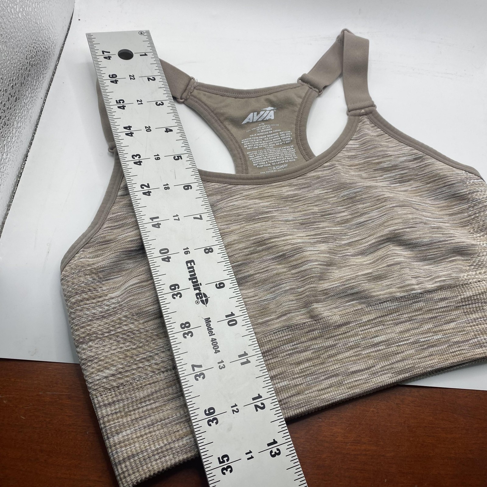 Avia Sports Bra Womens Large Beige Seamless Racerback Mesh Adjustable Straps