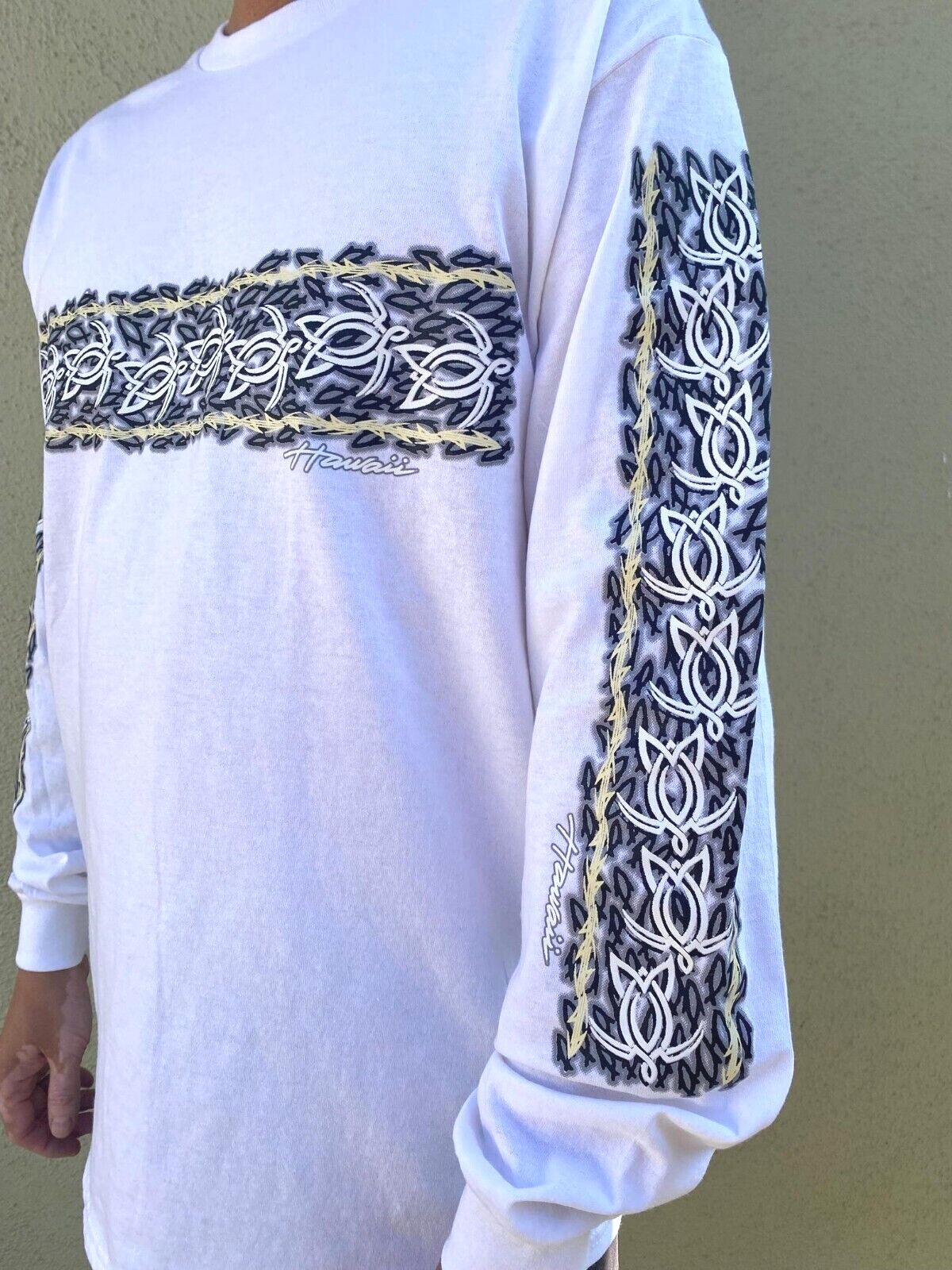 Hawaiian Design Men Women Long Sleeve T-Shirt Surfer Fishing Turtle Honu Island