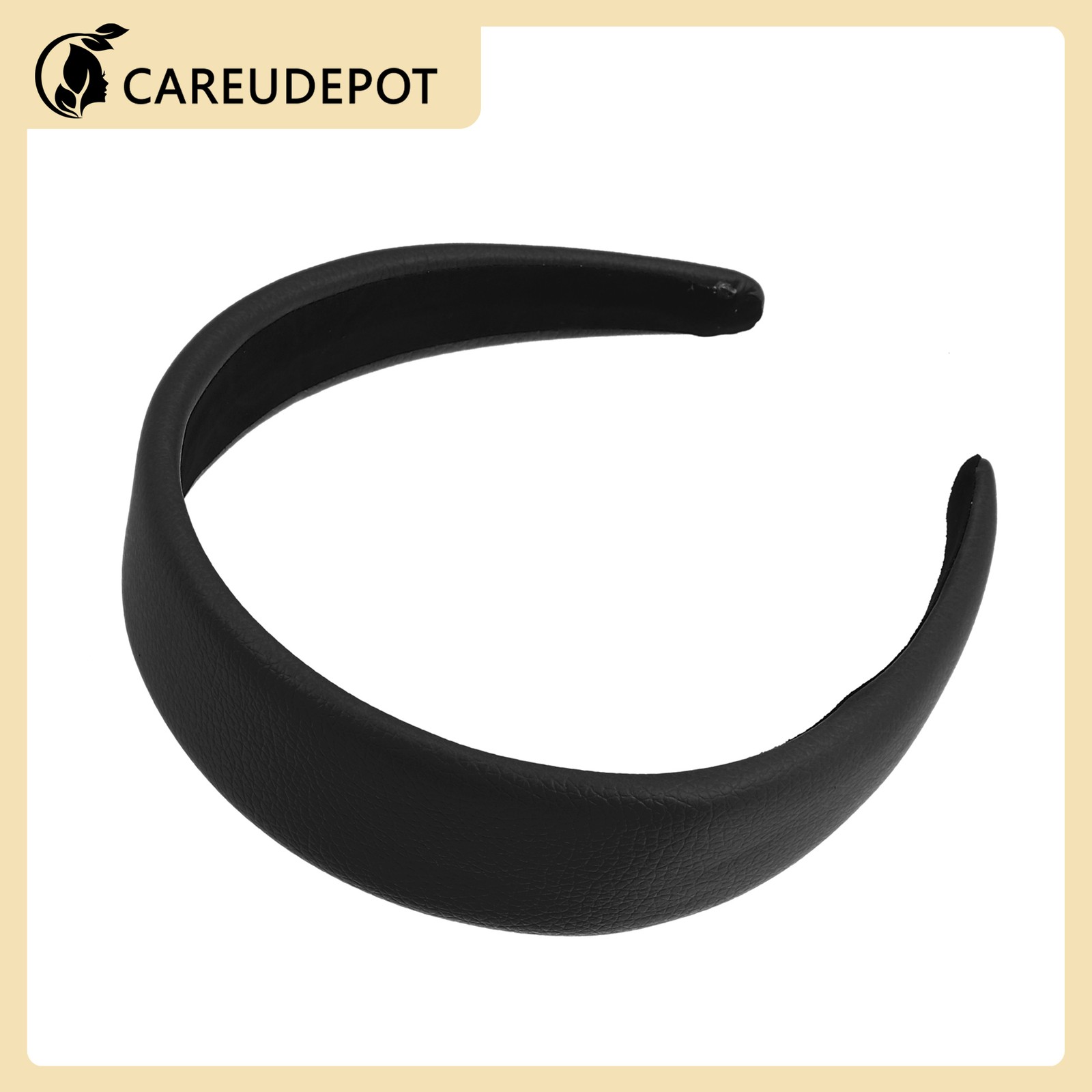 1Pcs Women Headbands Solid Colors Faux Leather Hard Hair Bands 1.6″ Wide Black