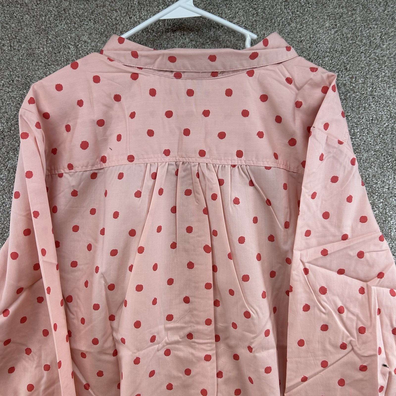 NWOT Roman’s Women’s Button Front Shirt Size 32W Pink Red Polka Dot Blouse Plus