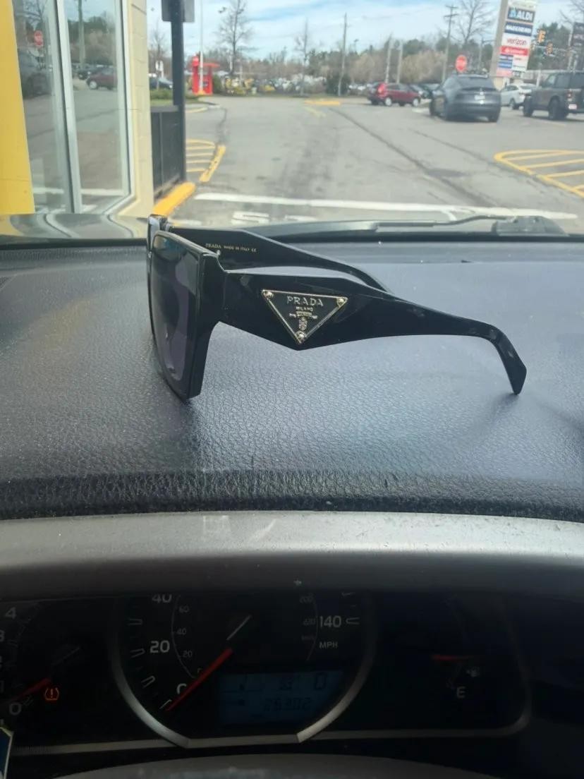 PRADA PR18WS Oversized Geometric Black Gradient Gray Sunglasses Women Designer