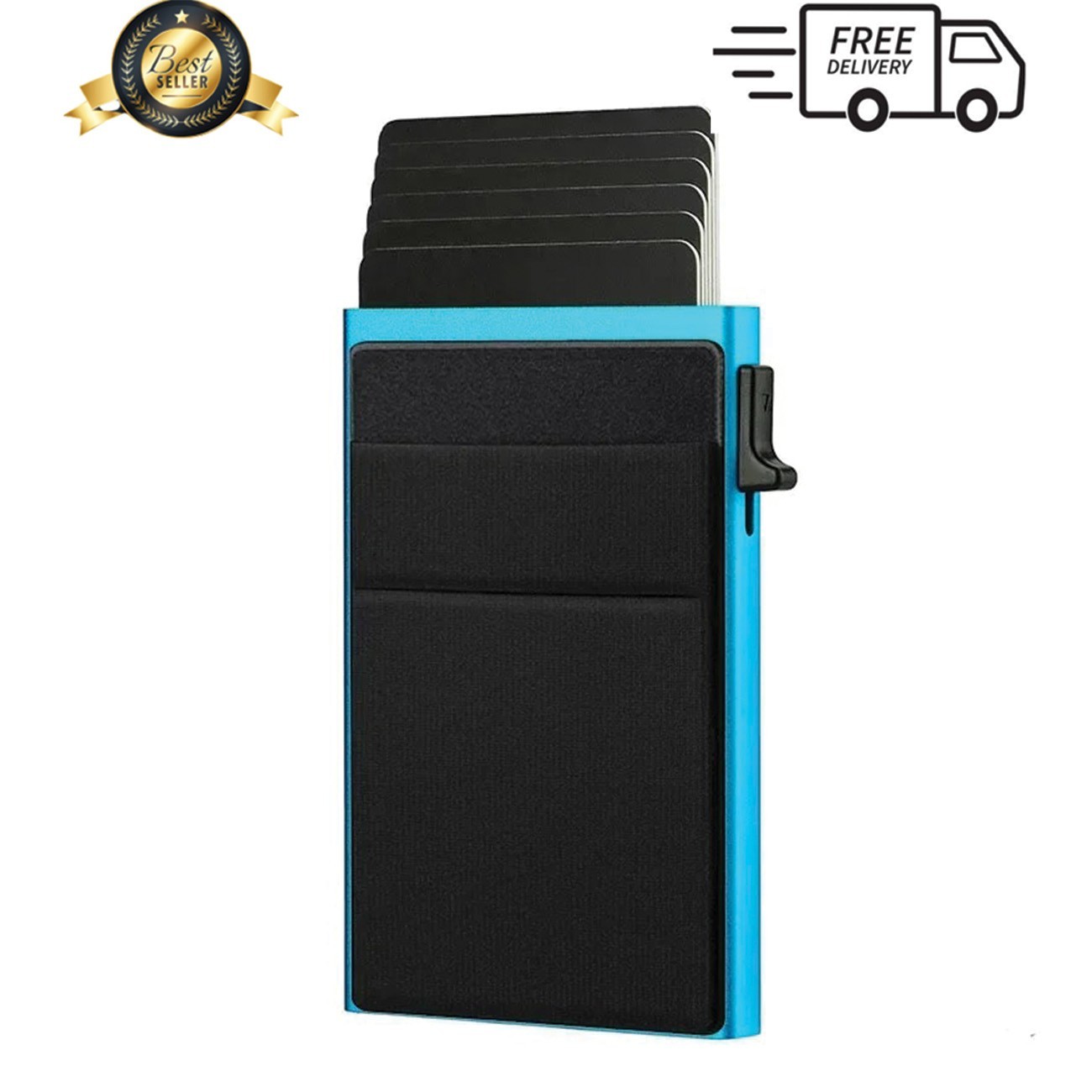 Mens RFID Blocking Wallet Slim Credit Card Holder Black Minimalist Auto Pop Up