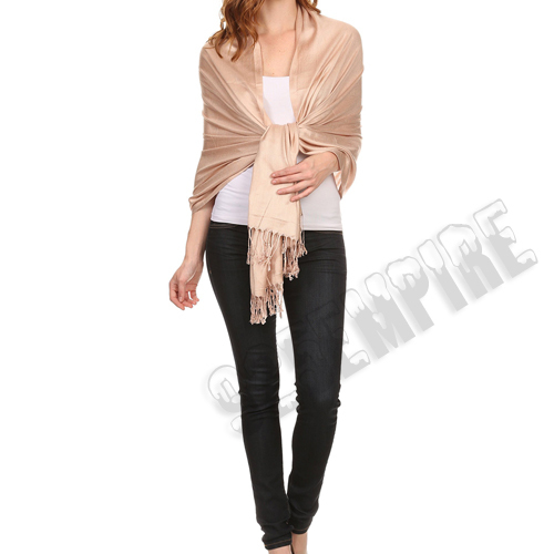 Solid Silk Pashmina Shawl and Wrap Stole Wool Silk Blend Scarf