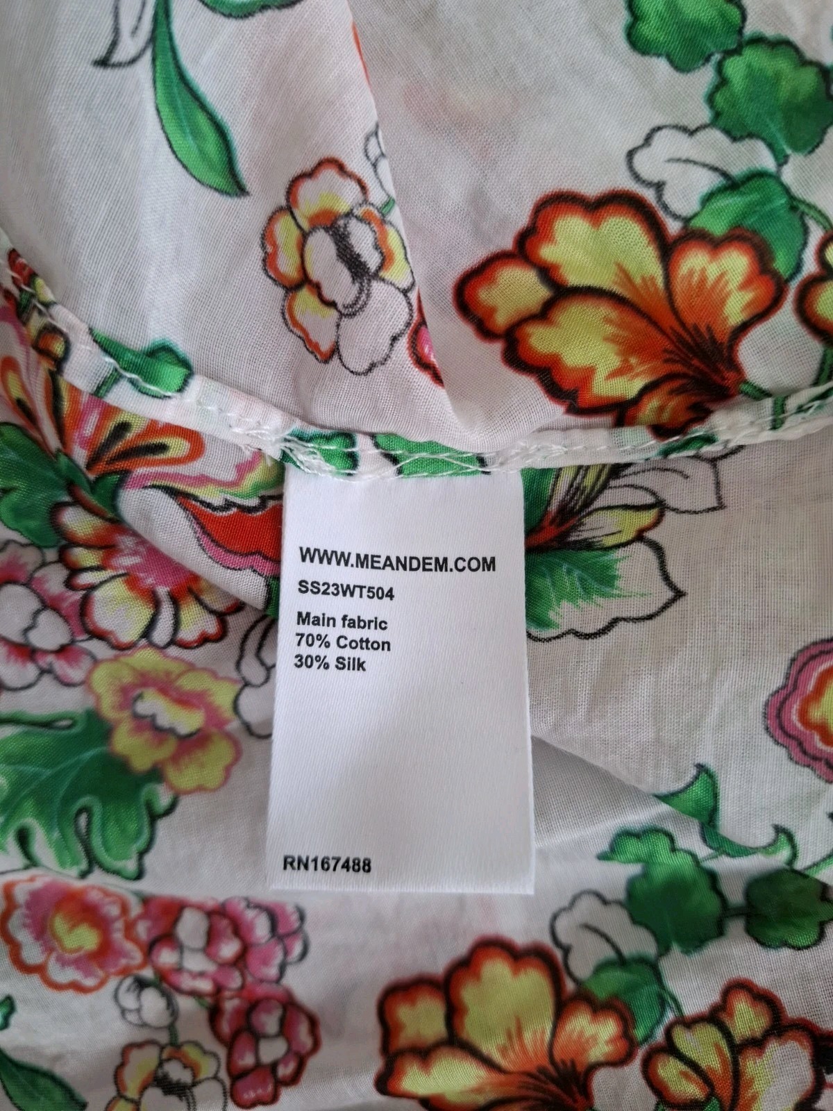 Me+Em Silk Cotton Floral Swirl Print Blouse Short Sleeve Size Uk 16