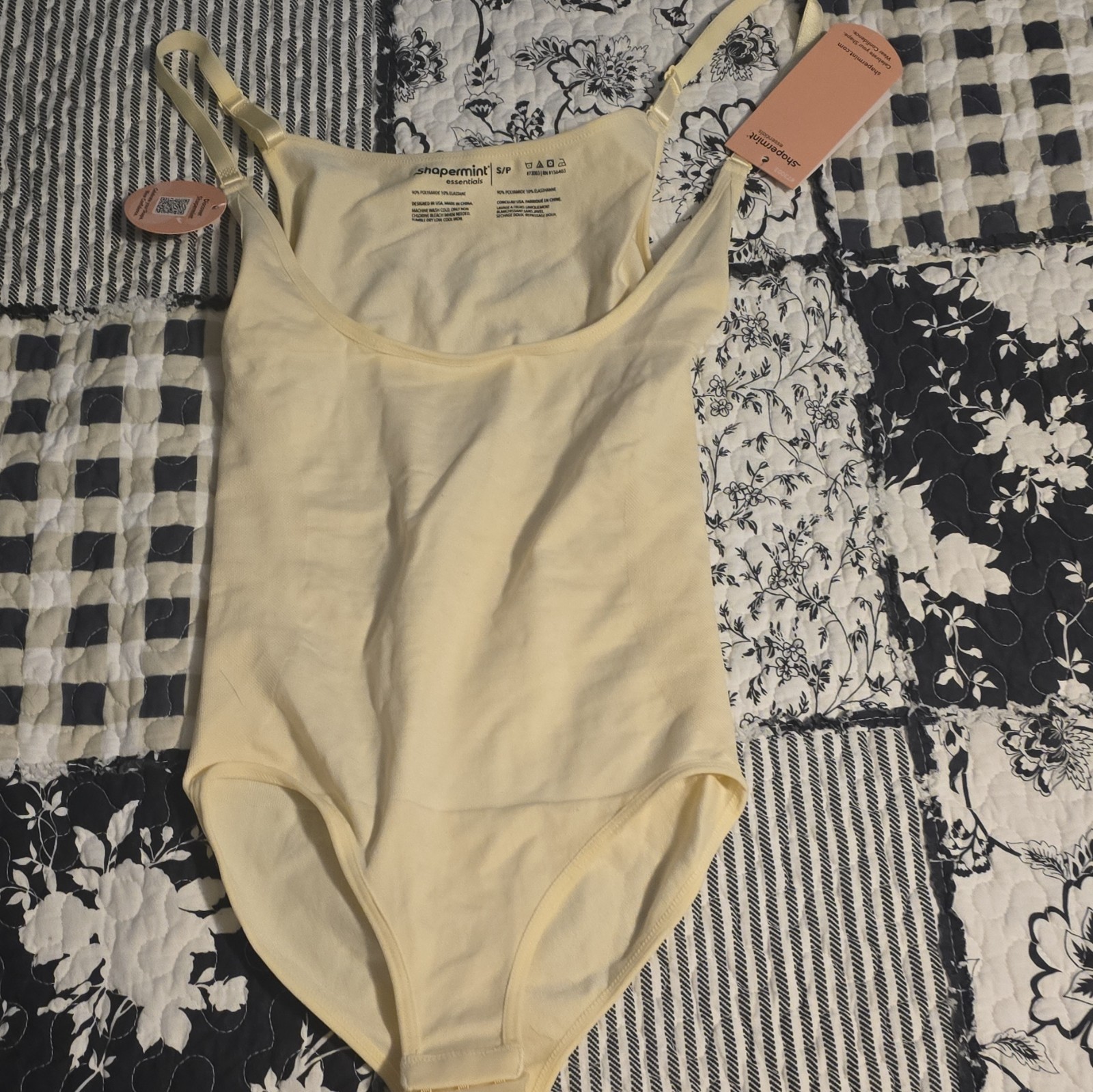 Shapermint Seamless Firm Compression Bodysuit Beige S Adjustable Straps