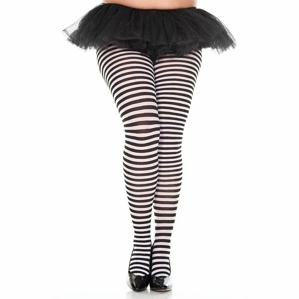 Music Legs 7471 Nylon Opaque Striped Tights, Multi Size & Colors Available