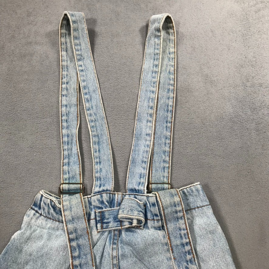VTG 90s Shorts Overalls Womens Small Blue Denim Light Wash Shortalls Suspenders