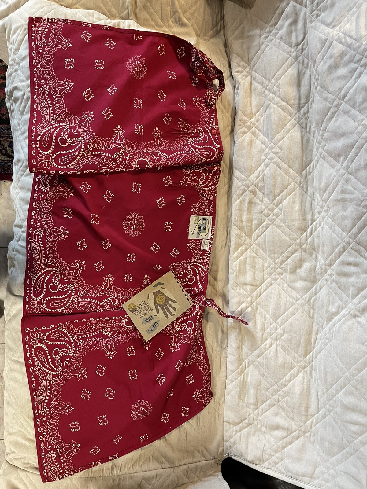 bandana skirt wrap red paisley medium 28 inch waist 17 lnch long