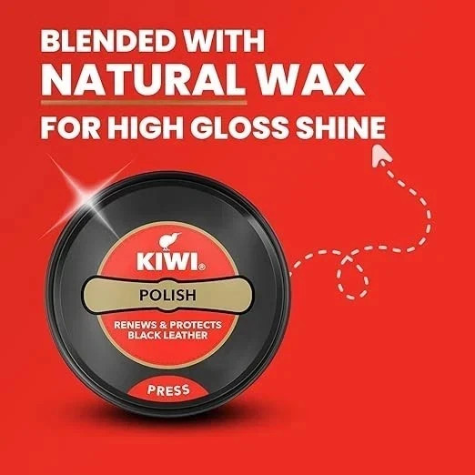 Kiwi Black Shoe Polish Leather Care 2 Tins 23g Shines Renews & Protects