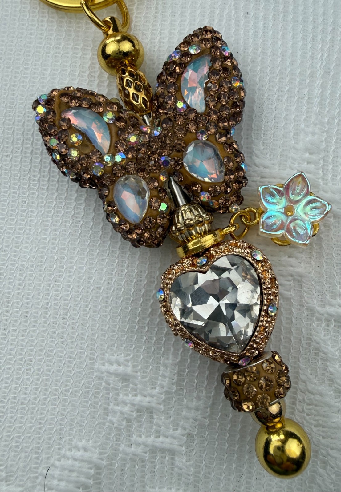 Hand made beaded key chain/Bag charm! Bling. Butterfly. Gifts. Basket filler.