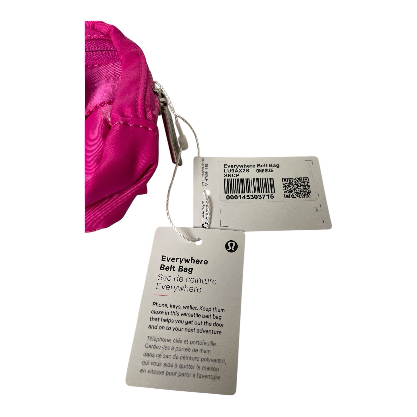 Lululemon Everywhere Belt Bag Barbie Sonic Pink Small 1L Crossbody Pink, New