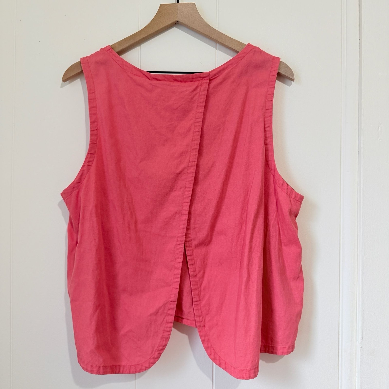 Pact Organic Cotton Linen Blend Sleeveless Tank Top Open Back Boho XL