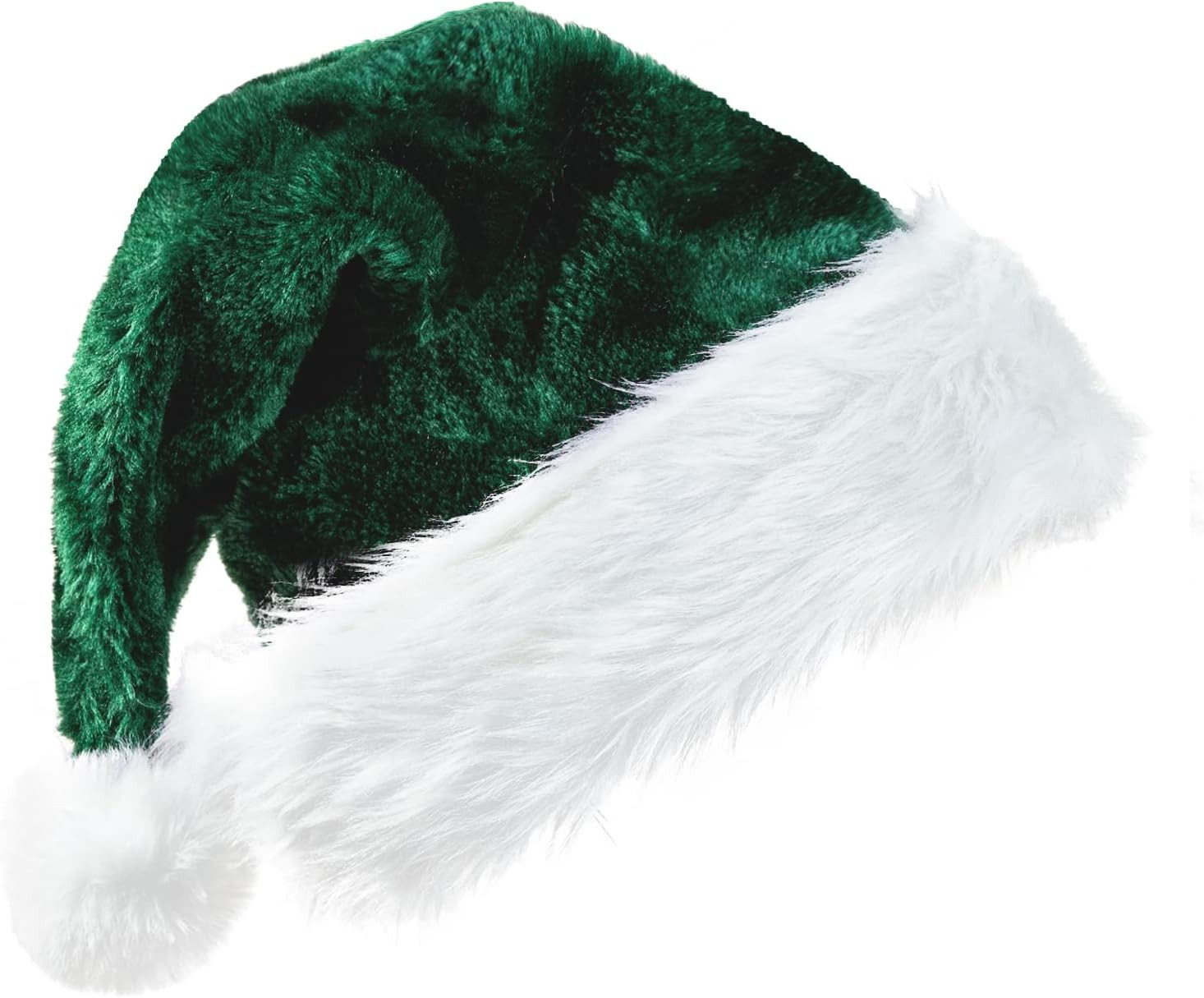 Christmas Santa Hat for Adults, Velvet Hats Plush Green