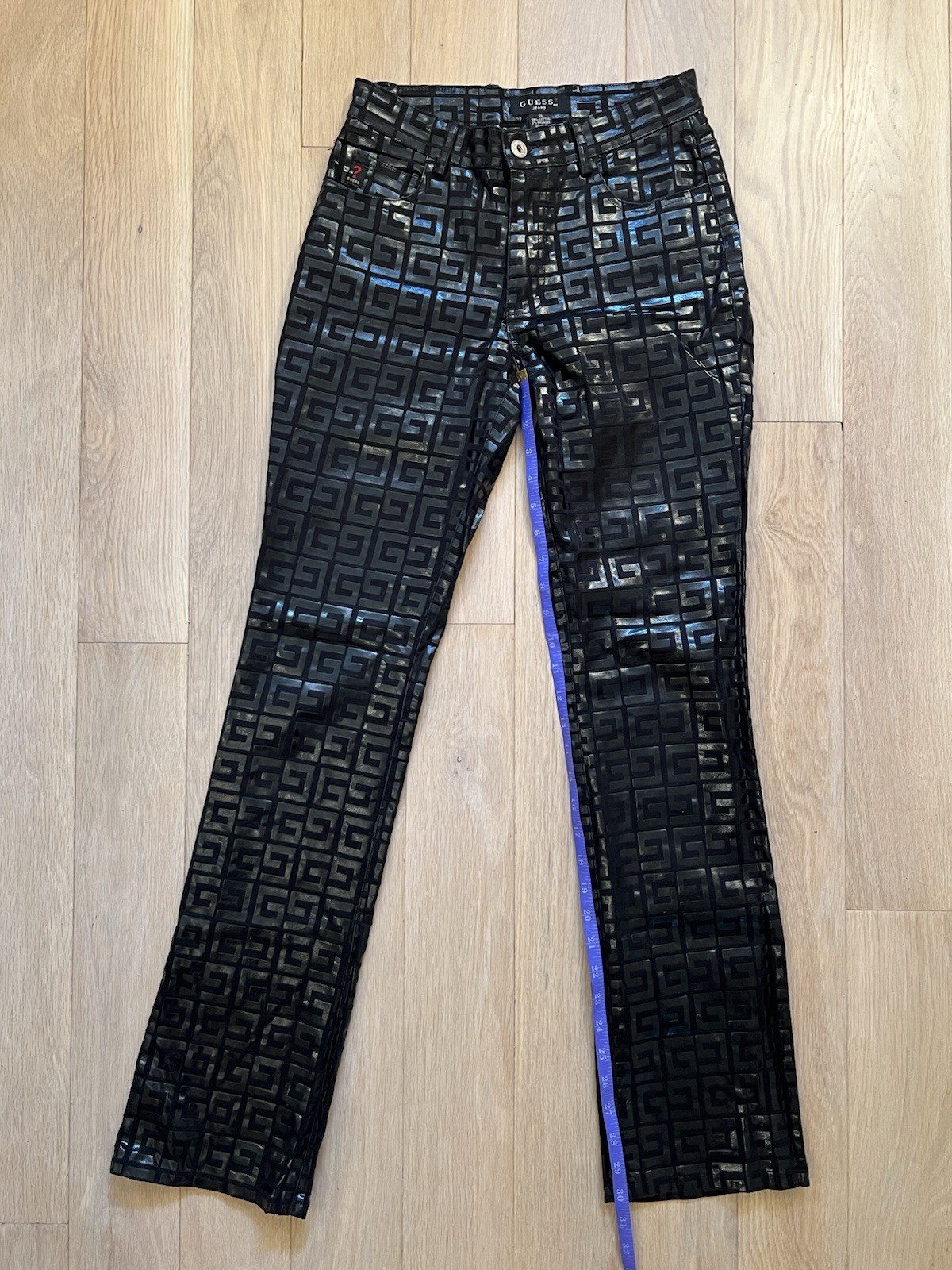 Guess Jeans Glamour 24 Vintage Shiny Black Pattern – Rare