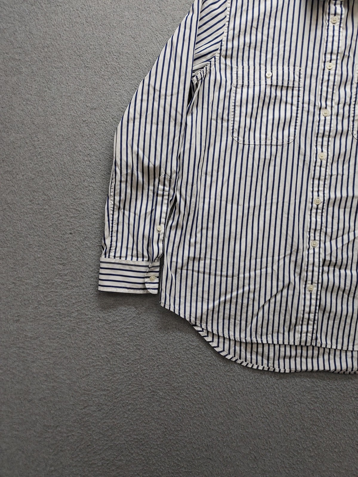 Lauren Ralph Lauren Shirt Womens Large White Blue Striped Button Up Long Sleeve
