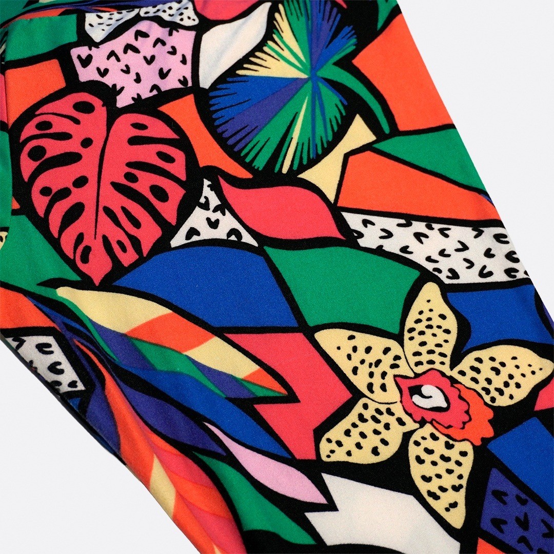 Art to Wear Tropical Pop Art Botanical High Rise Leggings Multicolor 0X L