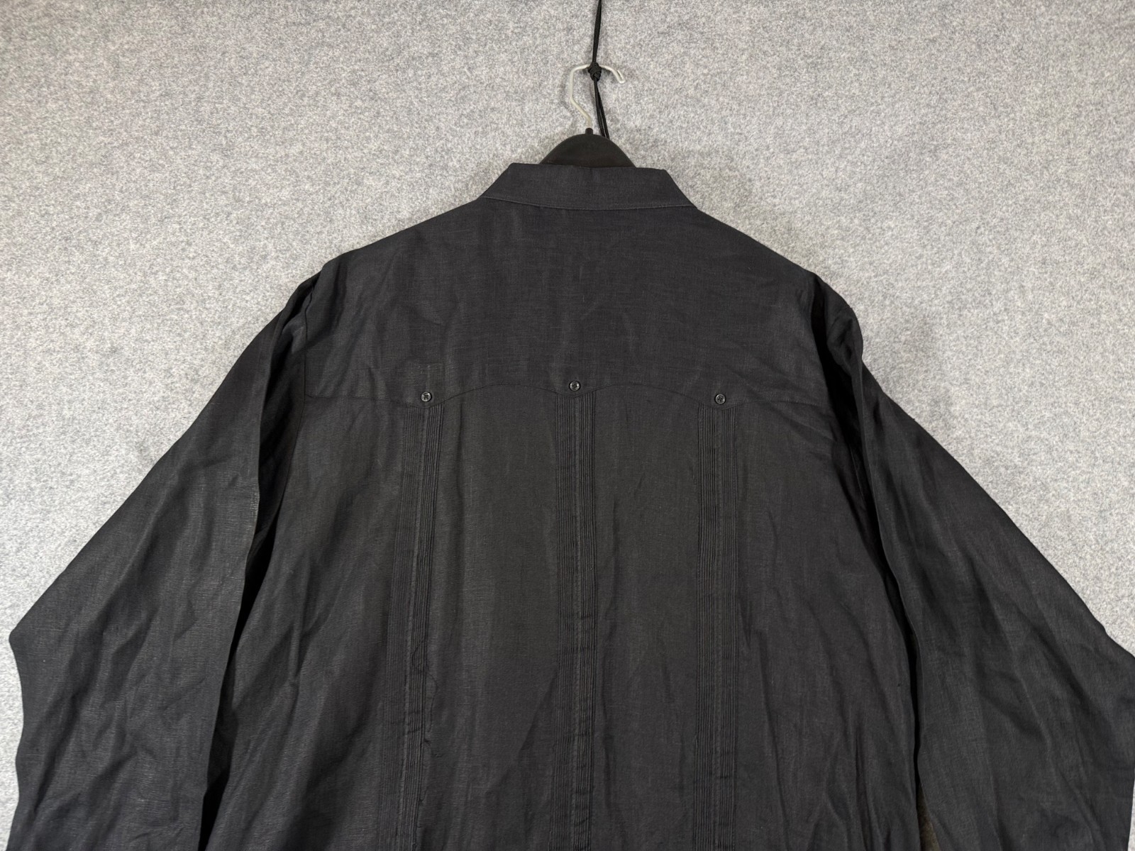 Mojito Signature Co. Guayabera Wedding Shirt Mens XL Black Linen French Cuffs