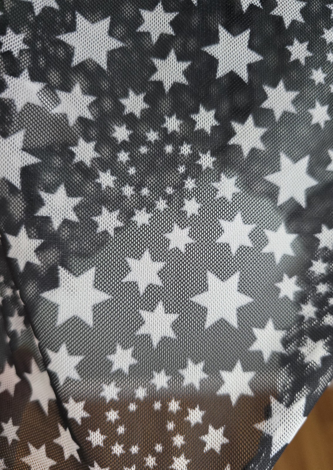 FREE PEOPLE Sheer mesh Black White Star Print Front Tie Marne Top Women’s Size S