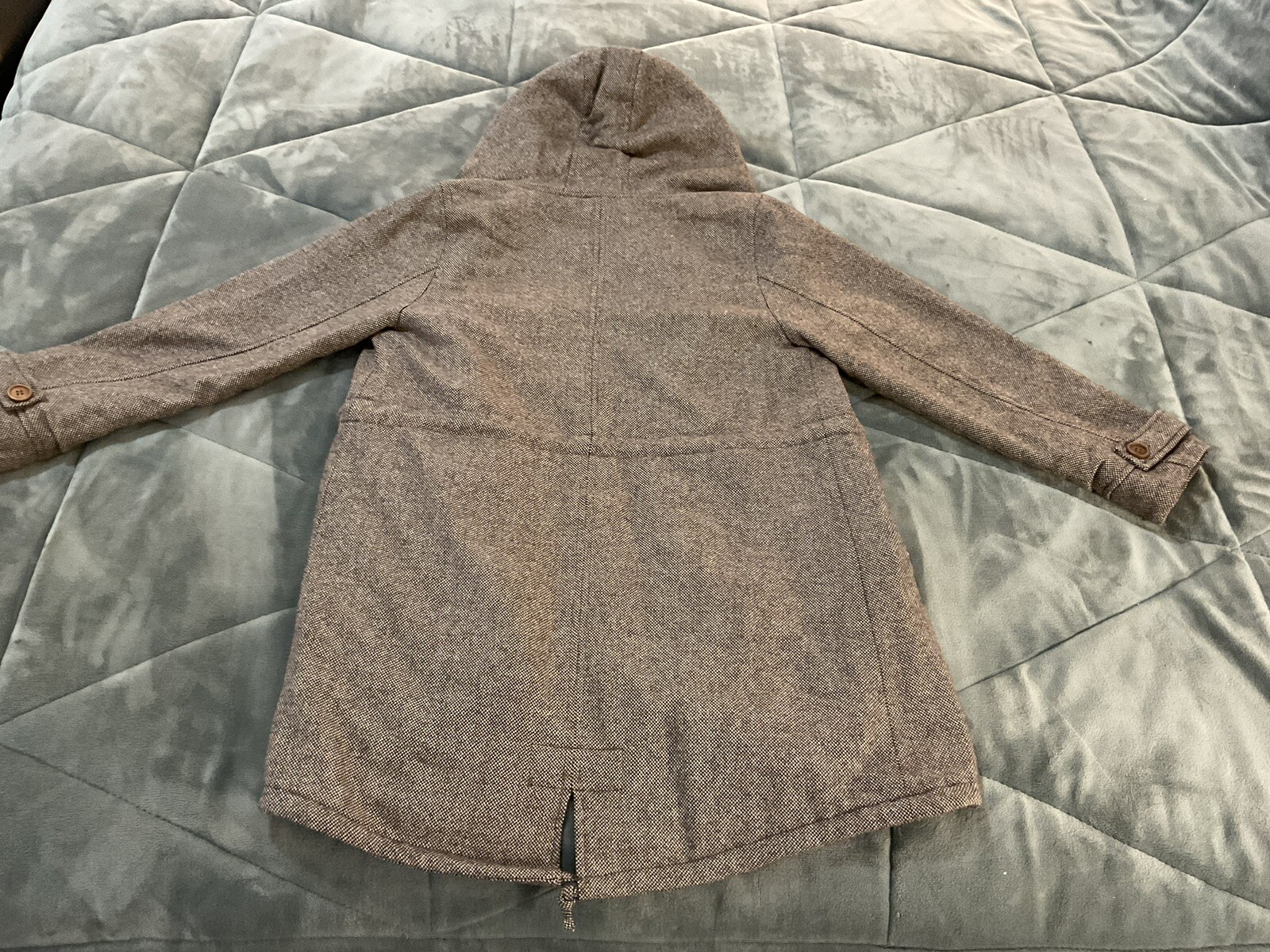Ray Cousin Cassin Hoodie Herringbone Houndstooth Zip Button Jacket Fully Lined