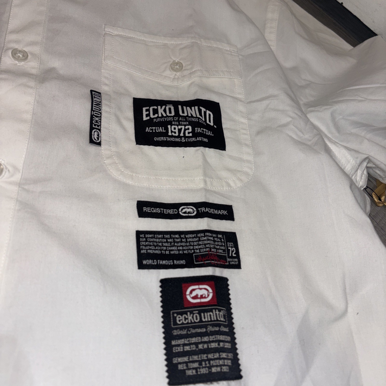 Ecko Unltd. 30 Year Re-Release Archival Edition White Button Down Shirt Men XL