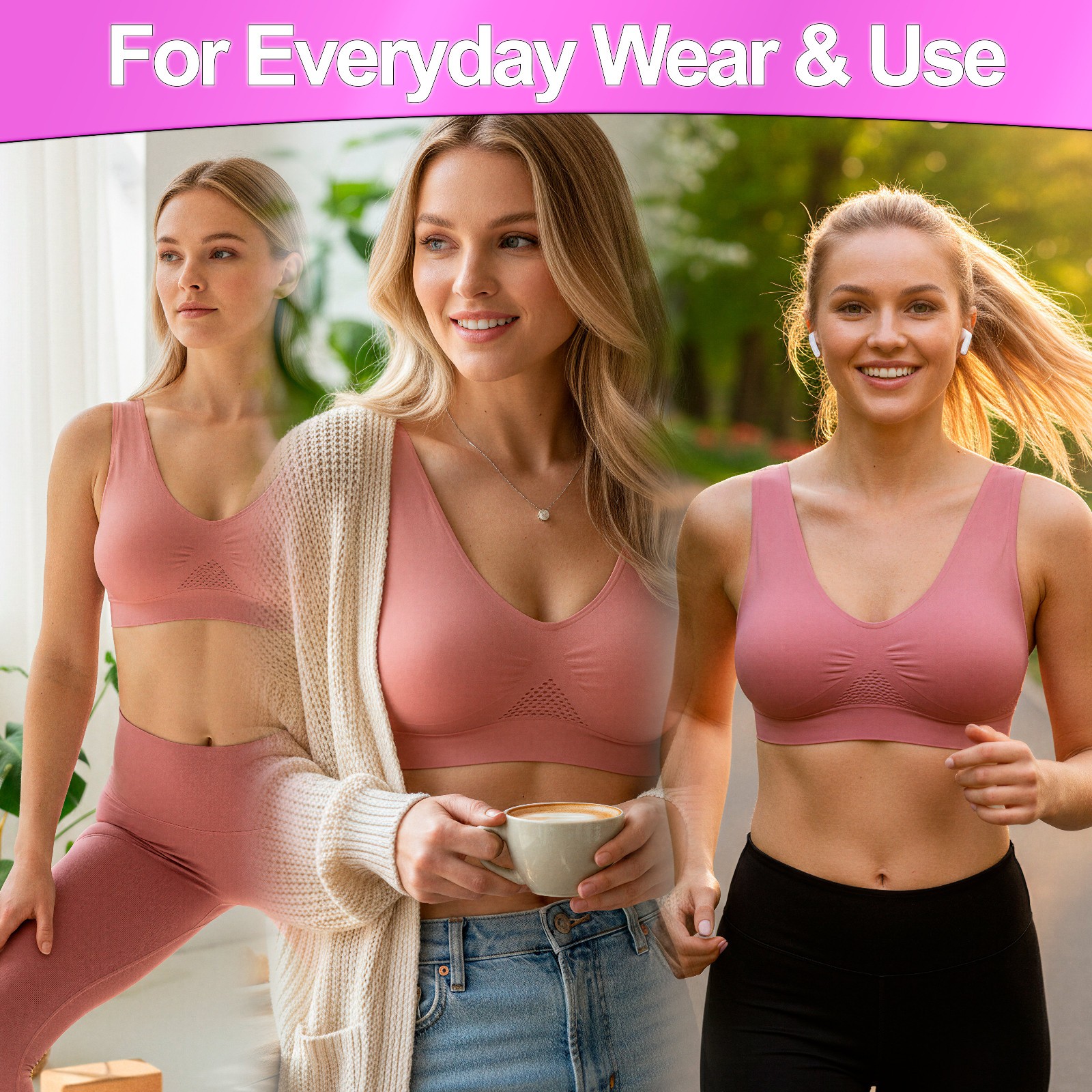 Seamless Support Wireless Comfort Bra Breathable Mesh Stretch Sports Freedom Bra