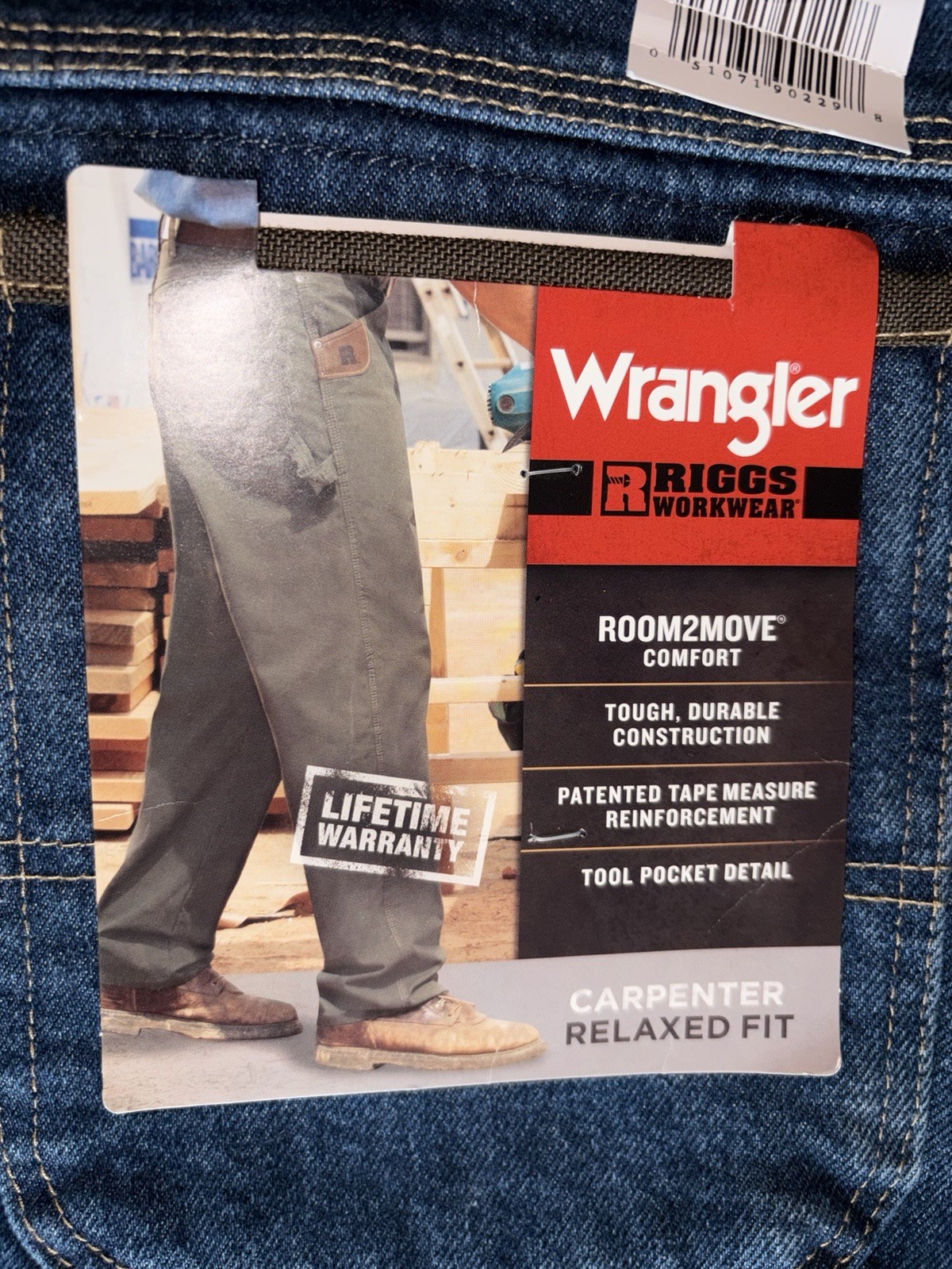 Wrangler RIGGS Workwear Room2Move Men’s Relaxed Fit Carpenter Jeans Blue