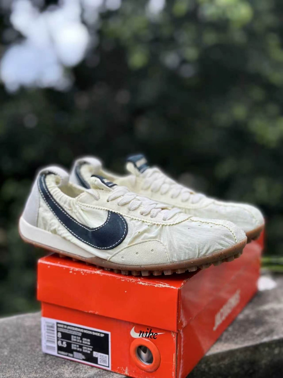 Mens Jacquemus x Nike Moon Shoe Cream Dark Navy Flat Designer Running Sneakers