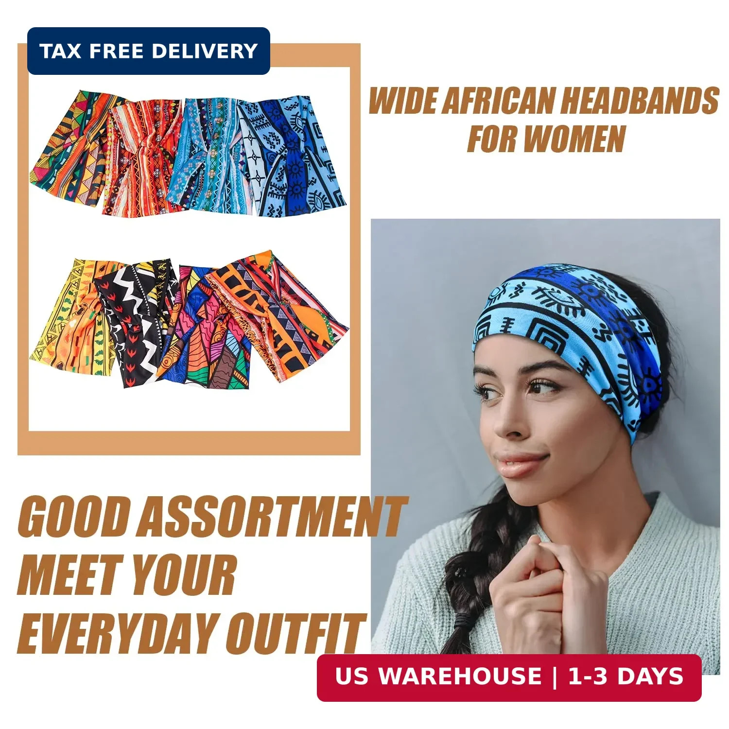 Wide African Headbands for Women Boho Twist Head Bands Elastic Turban Headwraps