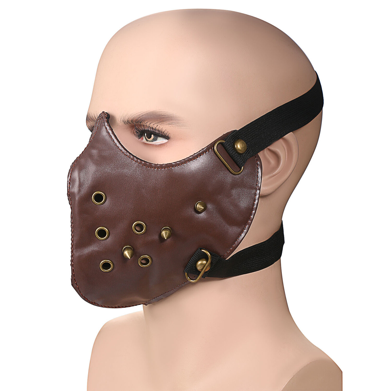 Punk Leather Spike Mask Gothic Rivet Biker Motorcycle Mask Half Face Sports Mask