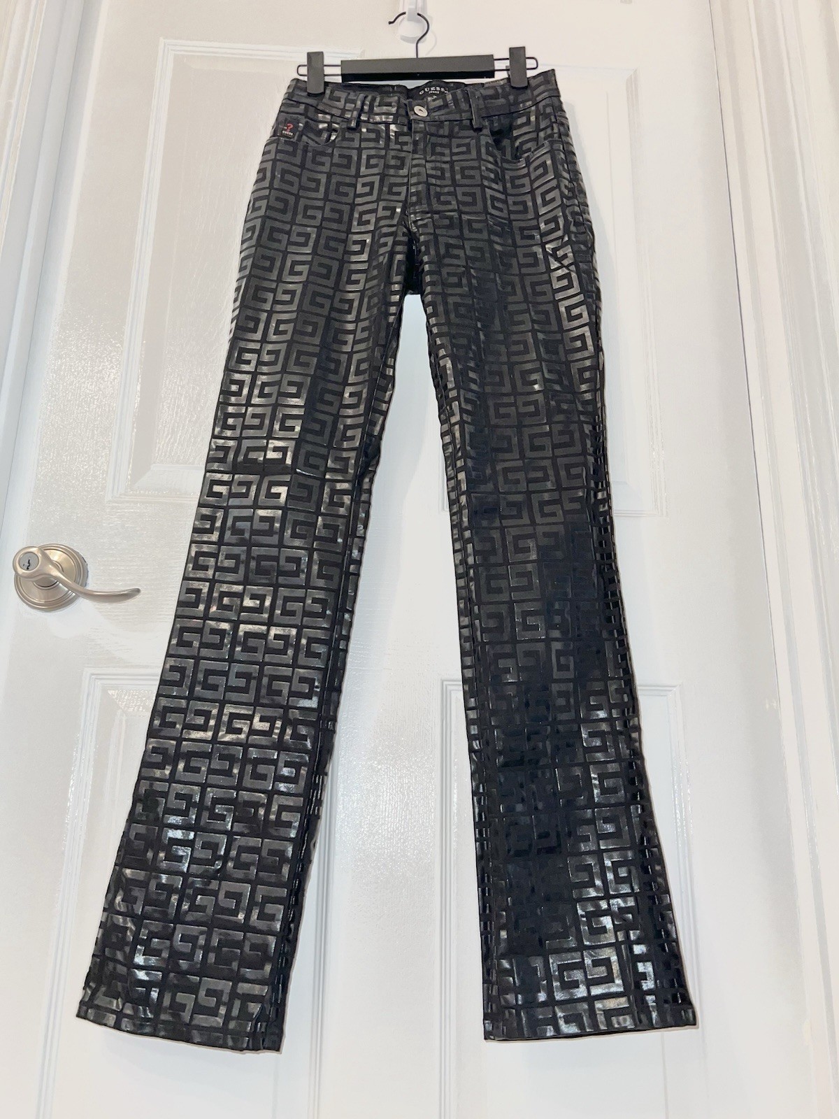 Guess Jeans Glamour 24 Vintage Shiny Black Pattern – Rare