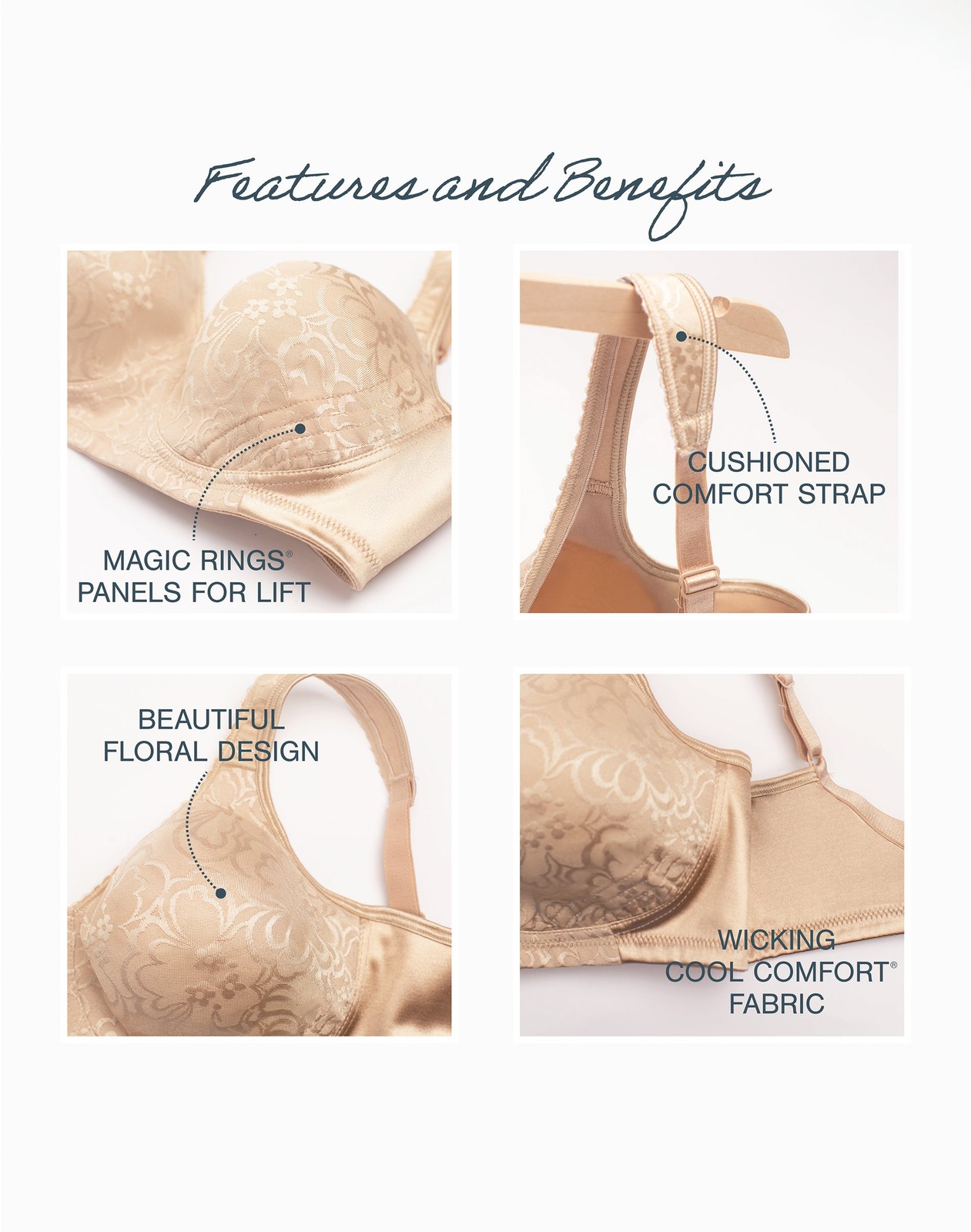 Playtex 18 Hour Bra Wirefree Ultimate Lift True Support Womens 4745 Natural Soft