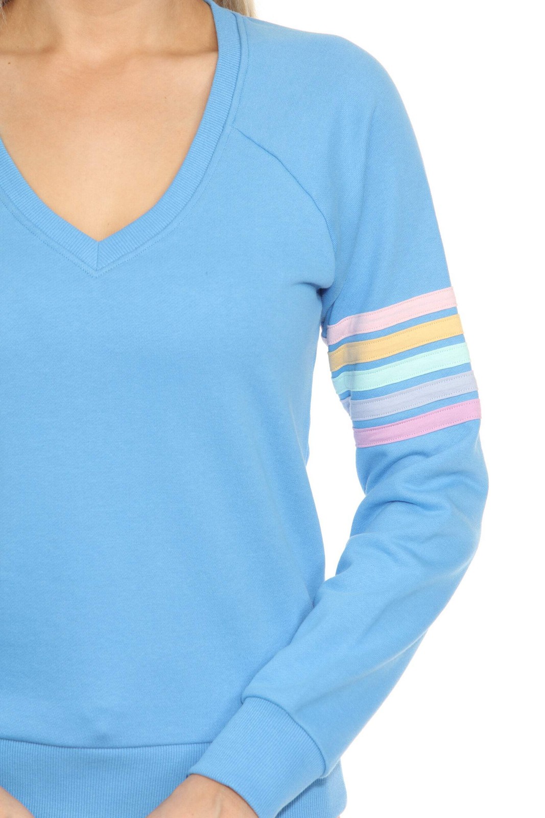 PJ Salvage Tranquil Blue Rainbow Room Long Sleeve Lounge Top RKRRLS*