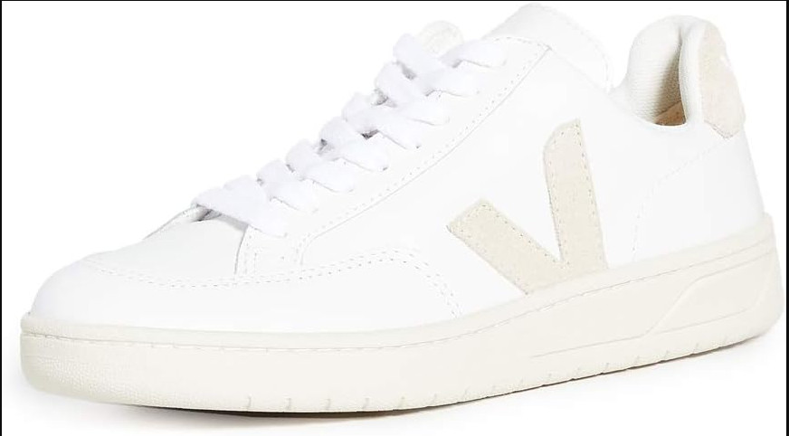New Veja V-12 Leather Sneakers, Extra White/Sable Size US W8/ M6