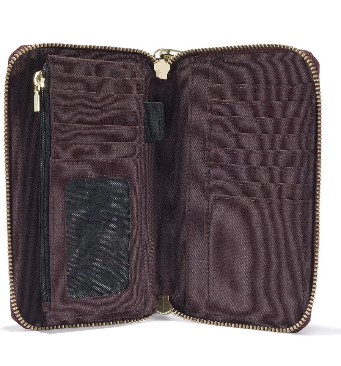 Carhartt Casual Canvas Wallet for Women Nylon Duck Lay-Flat Clutch Deep Wine