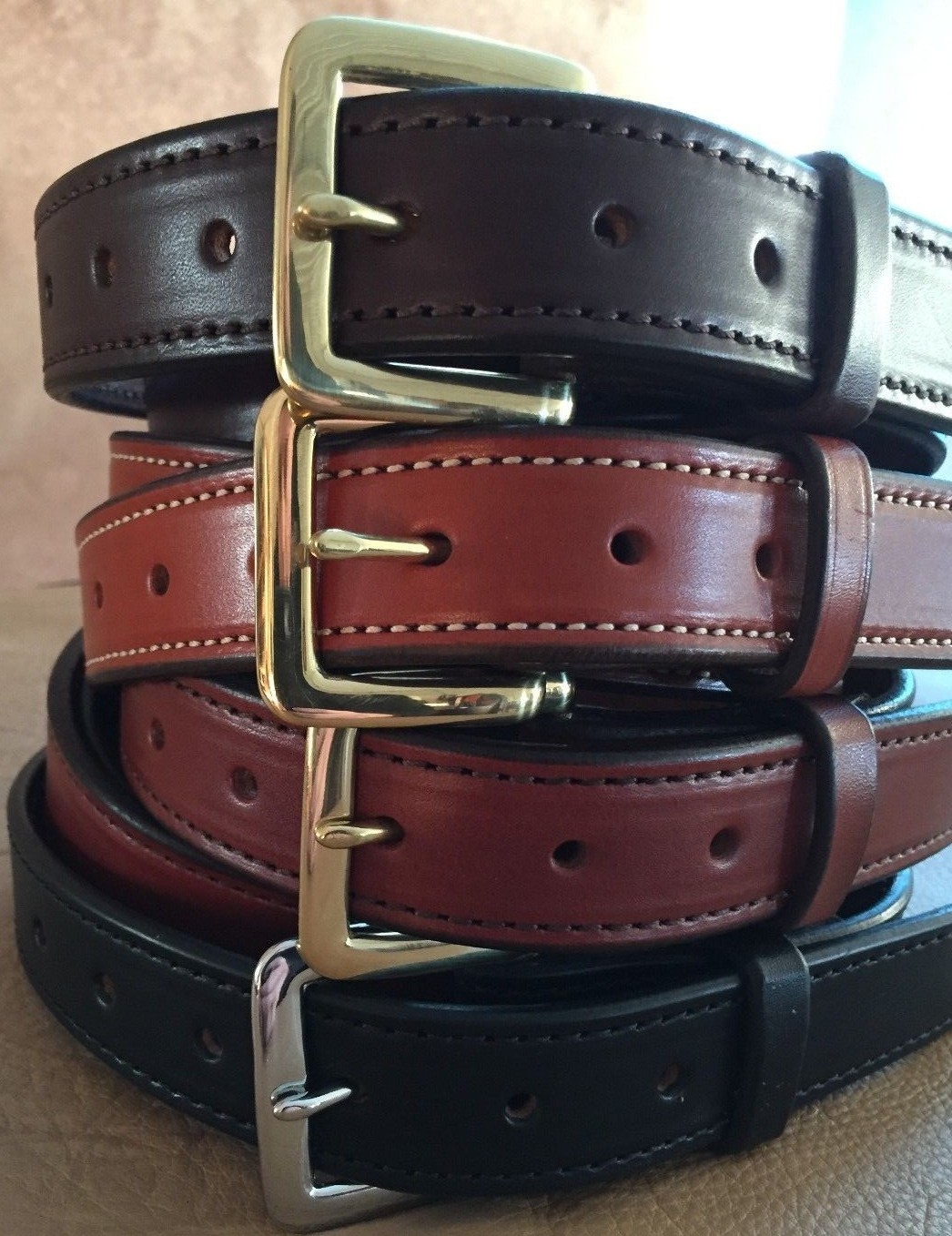 1-1/2″Plain Stitched Real Genuine Leather Casual Dress Belt Strap*Amish USA Made