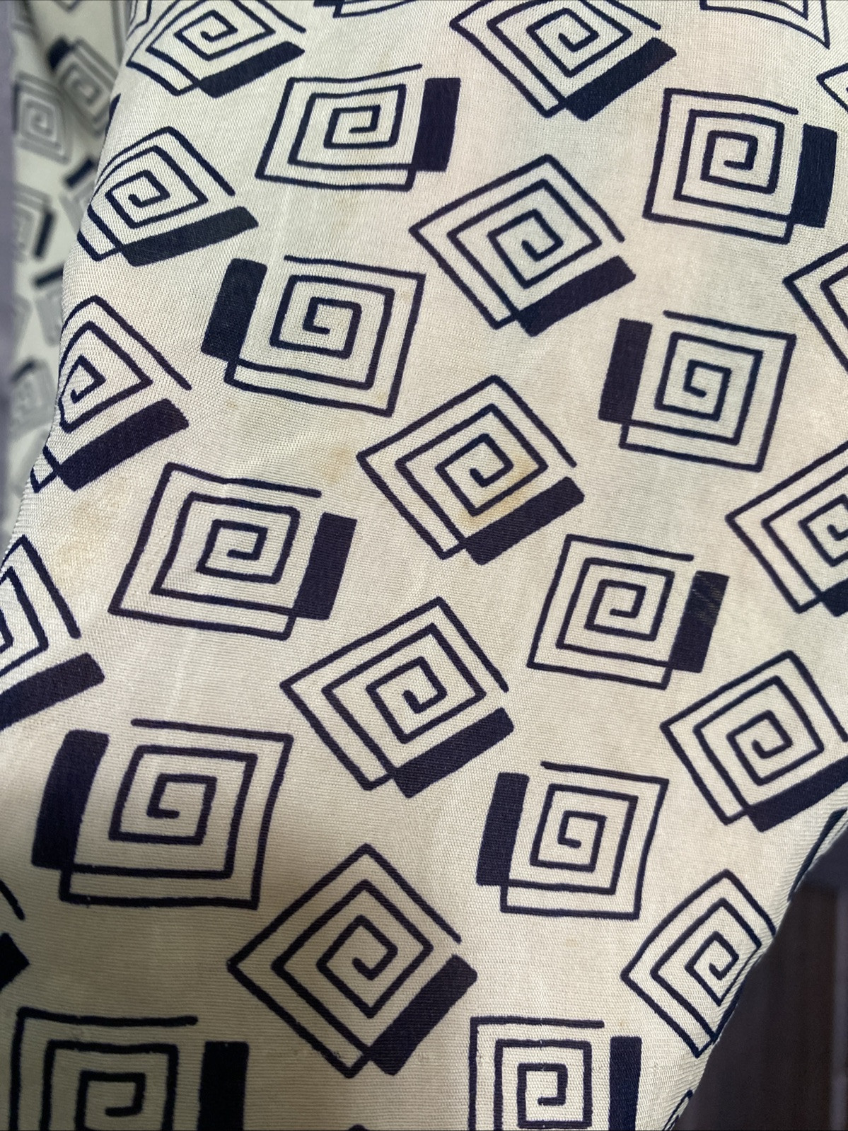 VTG 40’s GEORGIANA Geometric Print Size 14 Day Dress Zipper Snap Button *READ*