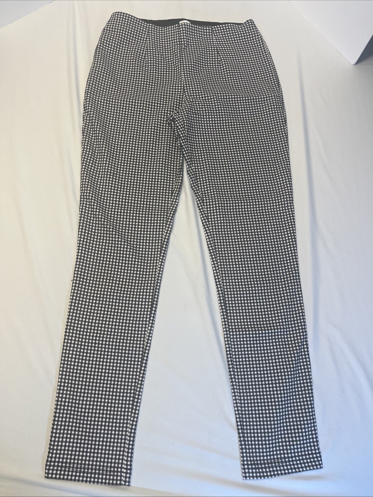 Calvin Klein Womens Pants Size 4 Black White Checker Stretch Career Slim Fit