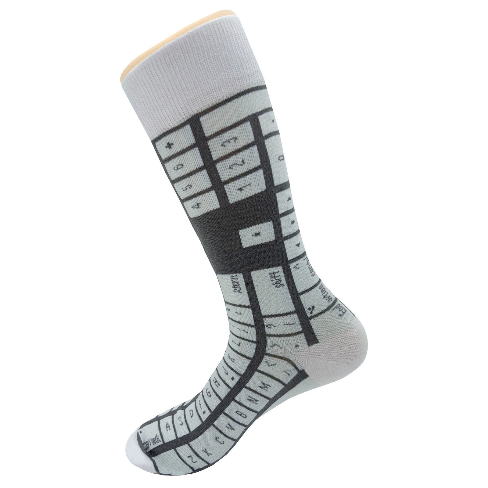 NWT Keyboard Dress Socks Novelty Men 8-12 Gray Crazy Fun Sockfly