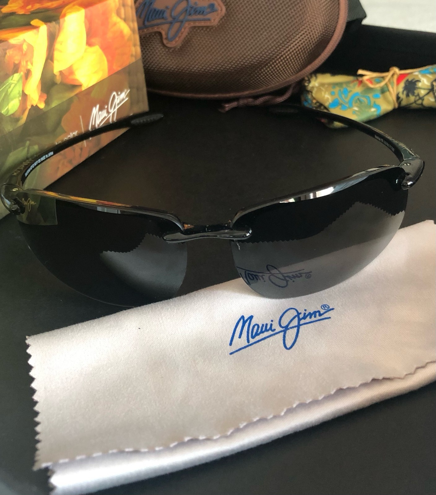Maui Jim Sport Sunglasses 407-02 Ho’Okipa Black Wrap Frames with Black Lenses