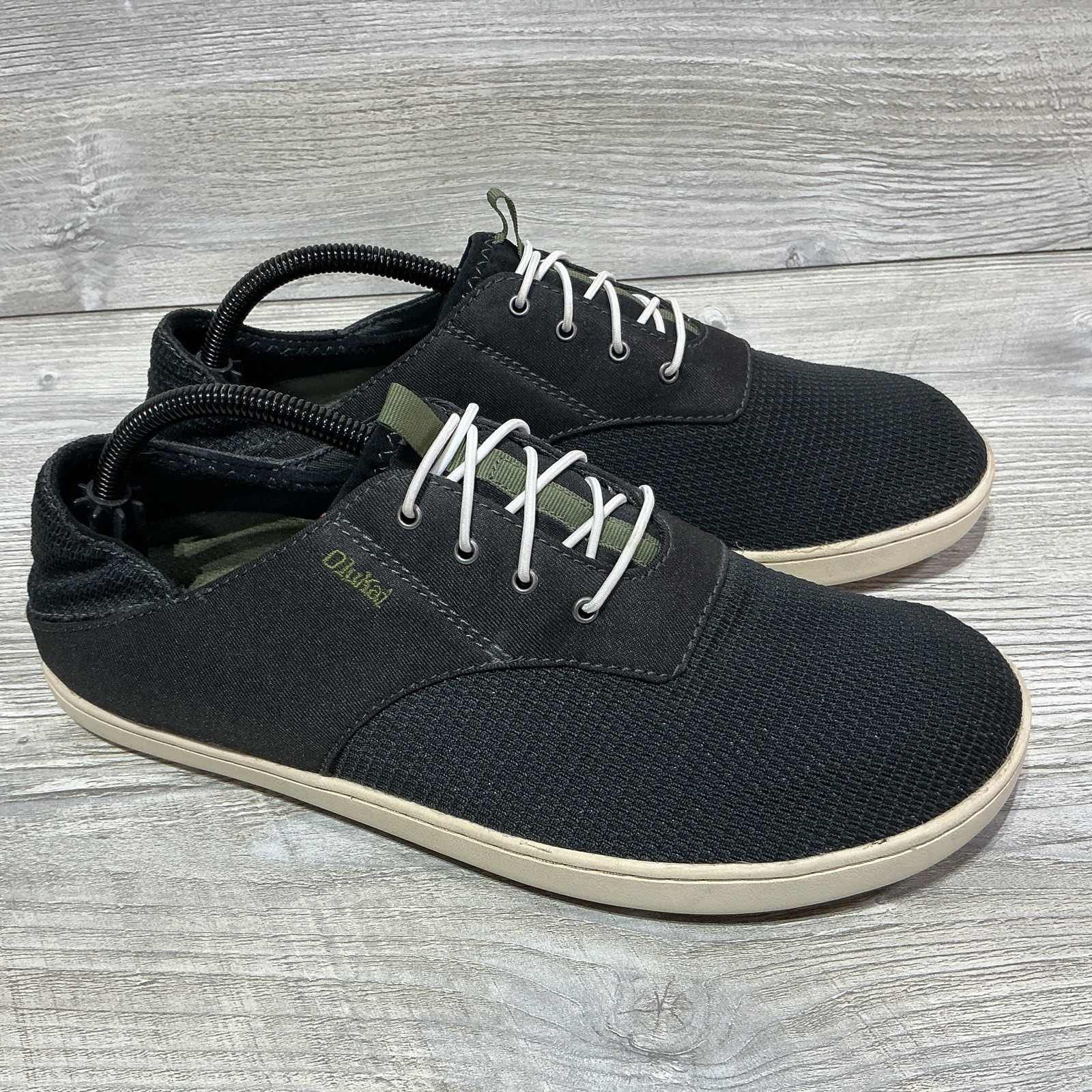 Olukai Nohea Moku Mens Size 9.5 Black Mesh Boat Shoes Sneaker Slip On 10283-4040