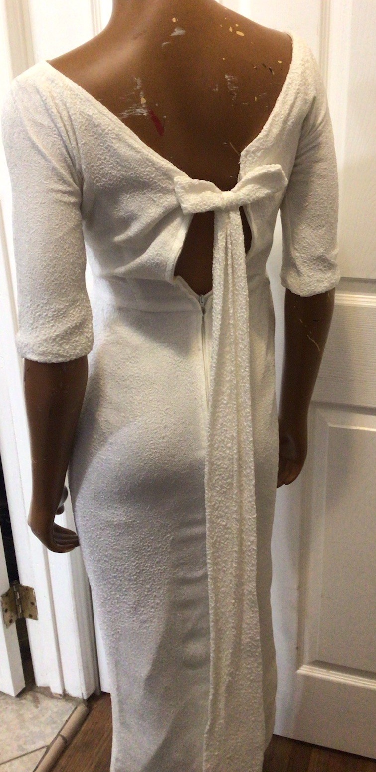 Vintage 50s 60s Lorrie Deb White Bombshell Body Hugging Formal Formfitting