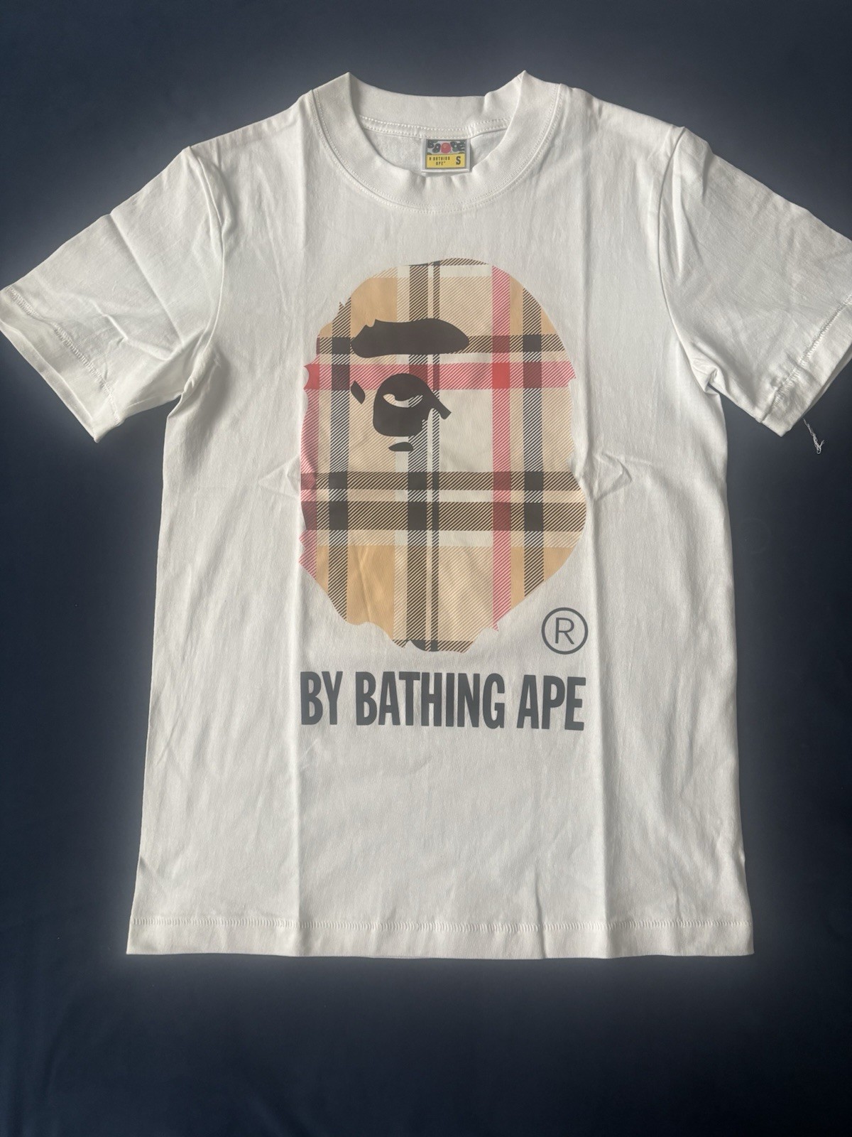 A Bathing Ape BAPE X Burberry Men’s White Ape Head Graphic Tee S Regular Fit