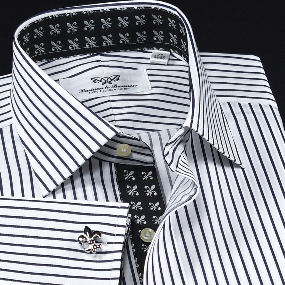 Black Stripe Formal Business With Black Fleur-de-lis Inner Lining Professional