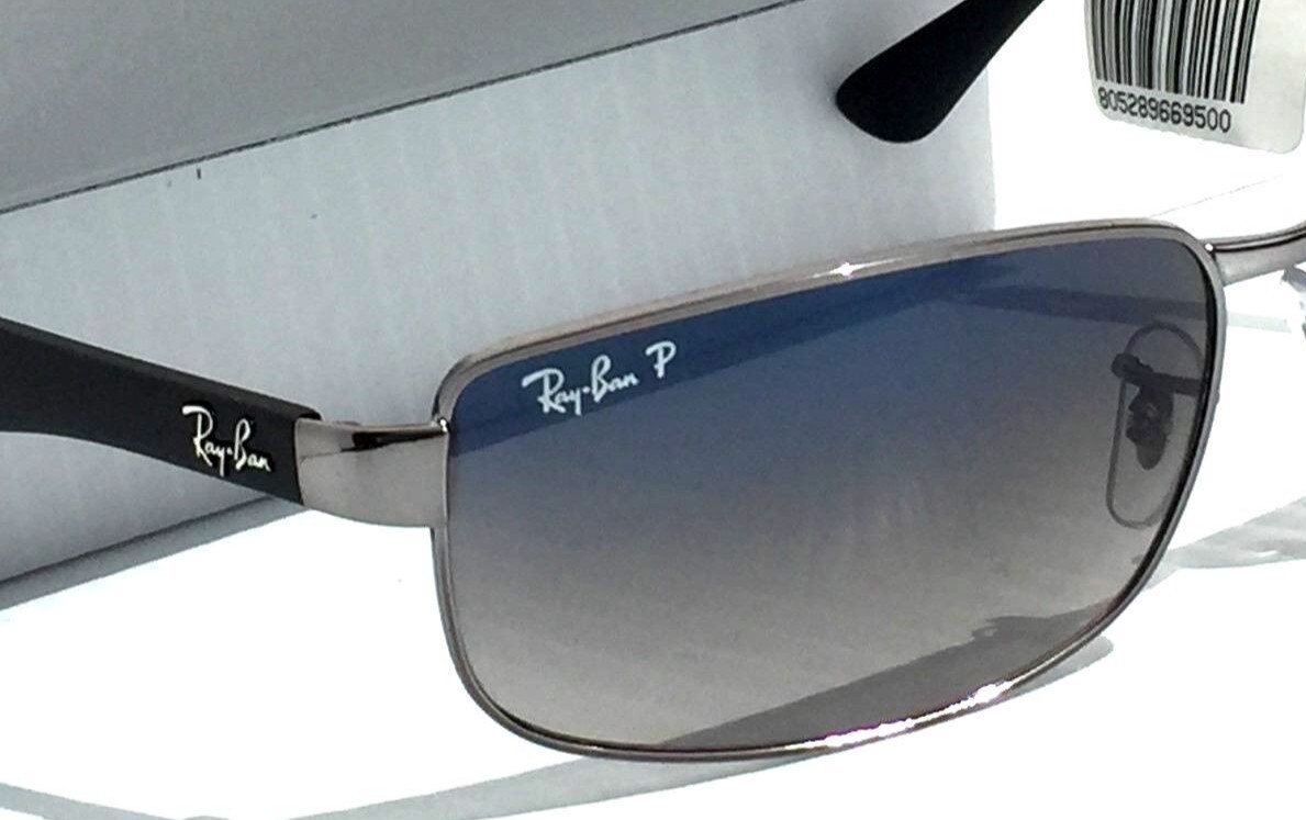 NEW* Ray Ban Gunmetal & Black w POLARIZED Grey Blue Lens Sunglass RB 3478 004
