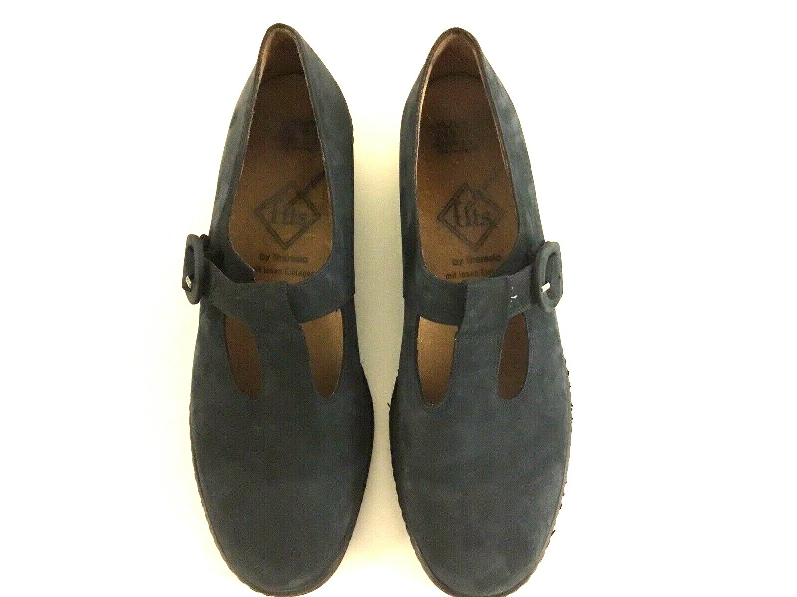FITS by Theresia Blue Suede Mary Jane Loafer Size 9