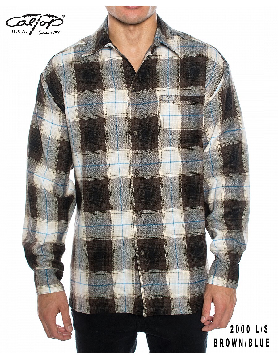 CALTOP OLD SCHOOL FLANNEL VETERANO LONGSLEEVE SHIRT PLAID SM-5X GANGSTER
