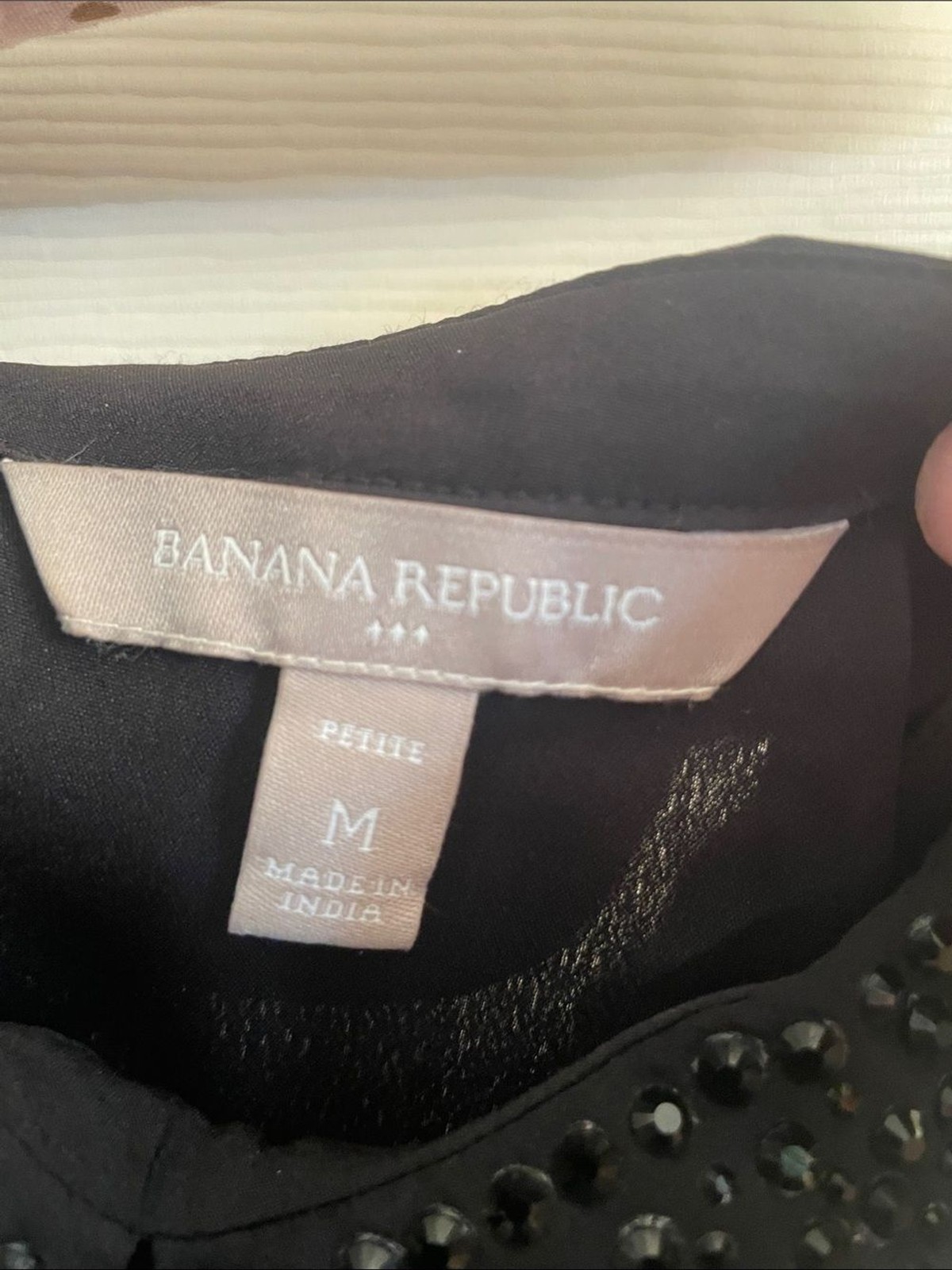 Banana Republic Black Sleeveless Top with Beaded Peter Pan Collar